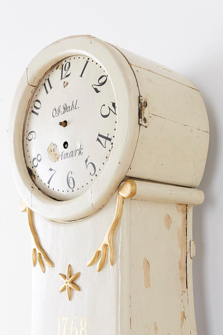 18th Century Swedish Gustavian Period Painted Mora Clock For Sale at 1stDibs