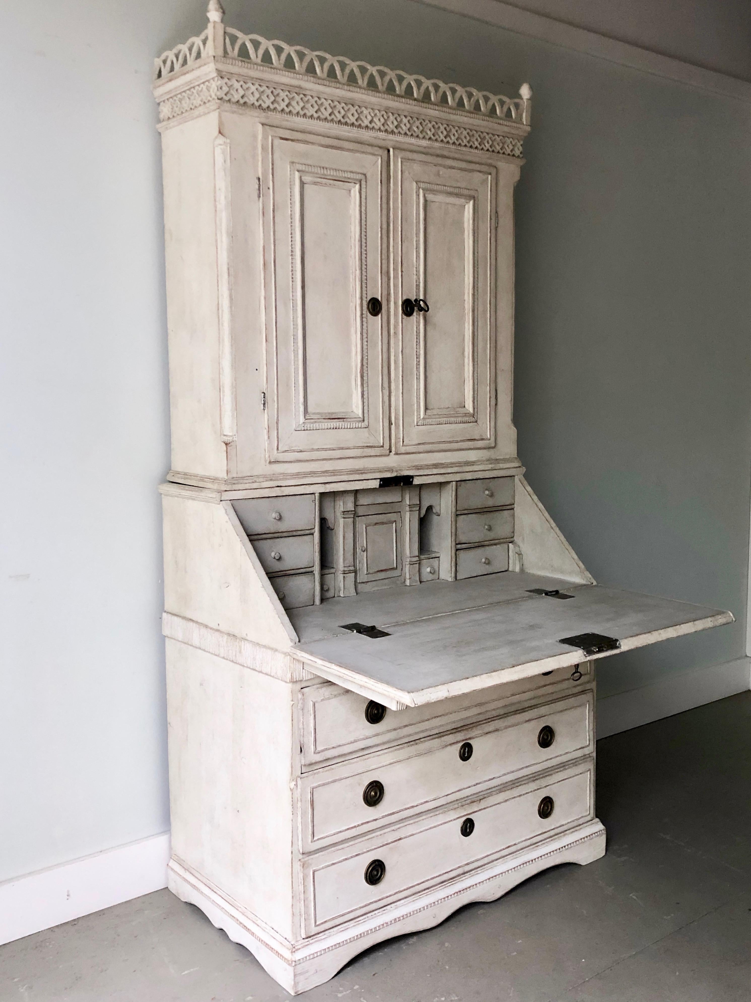 Hand-Crafted 18th Century Swedish Gustavian Period Secretaire