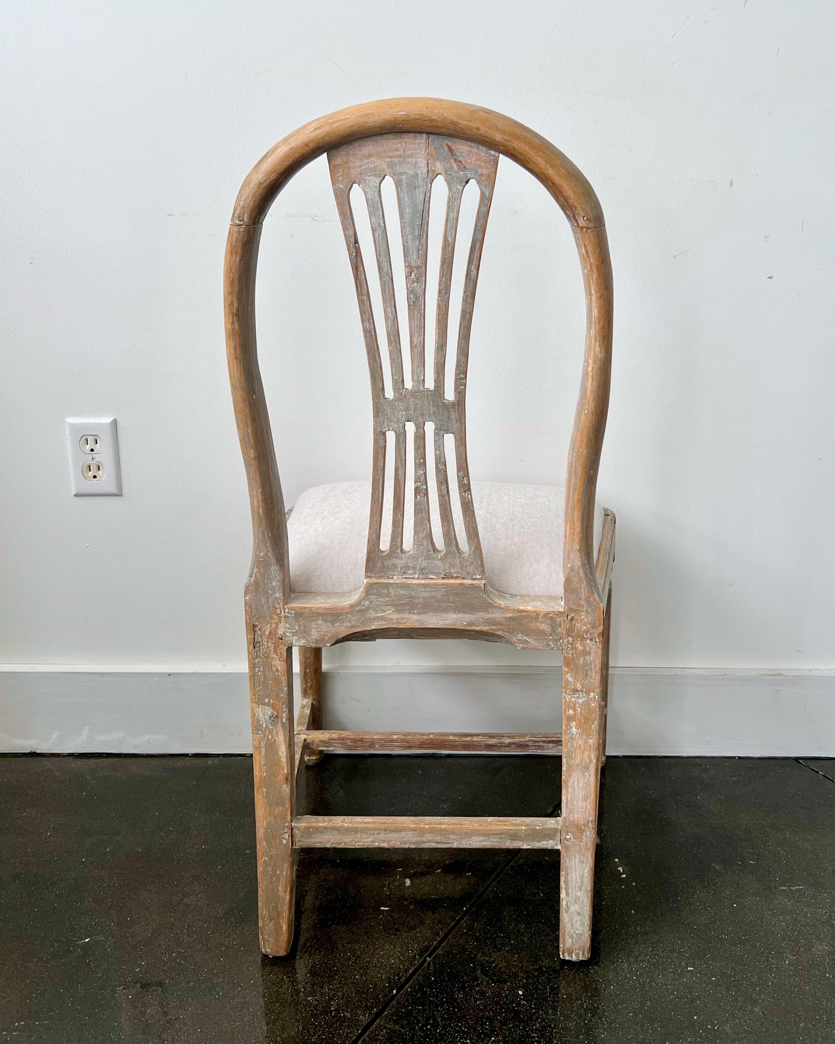 Linen 18th century Swedish Gustavian Period Side Chair For Sale