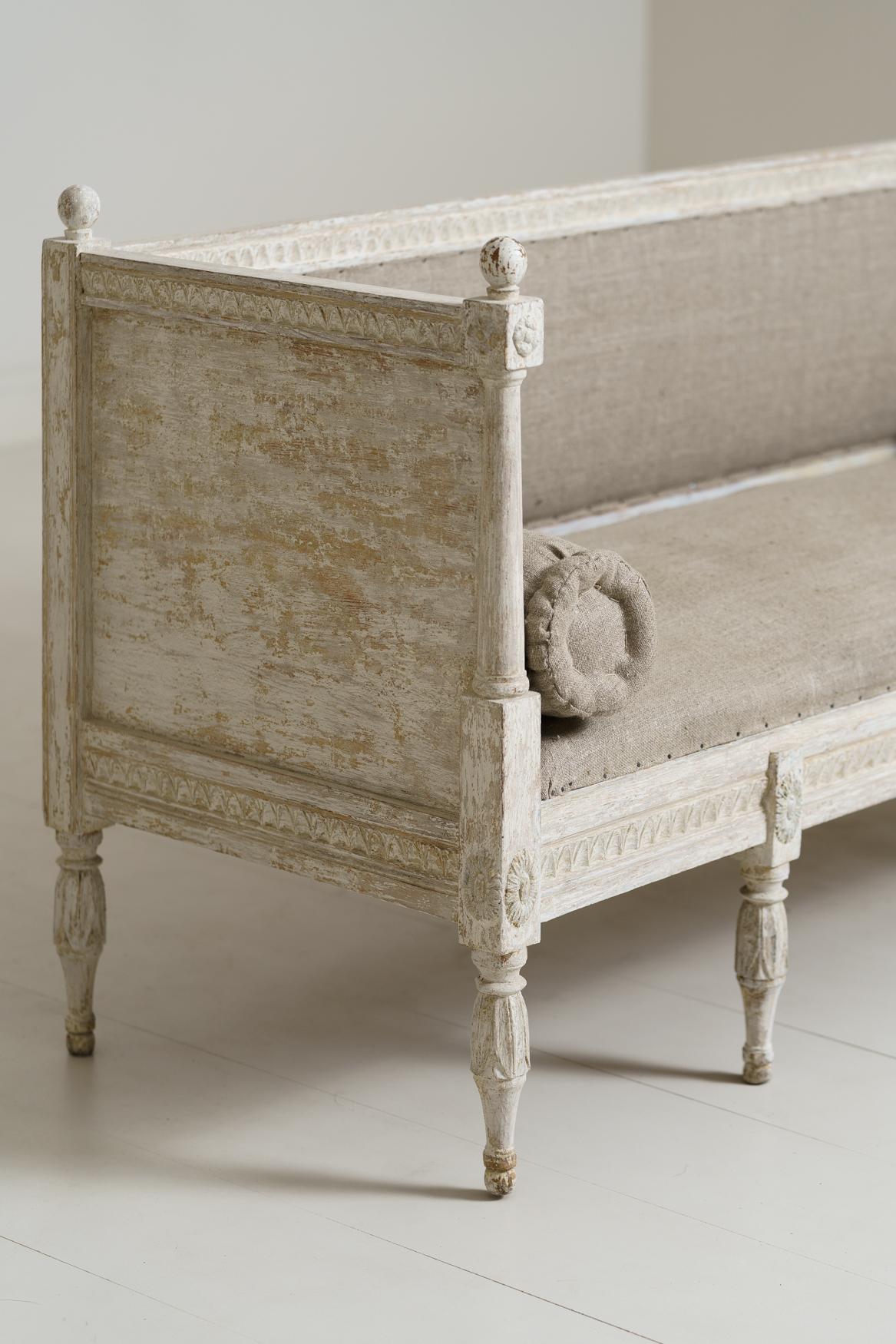 19th Century 18th Century Swedish Gustavian Period Sofa Bench in Original Paint