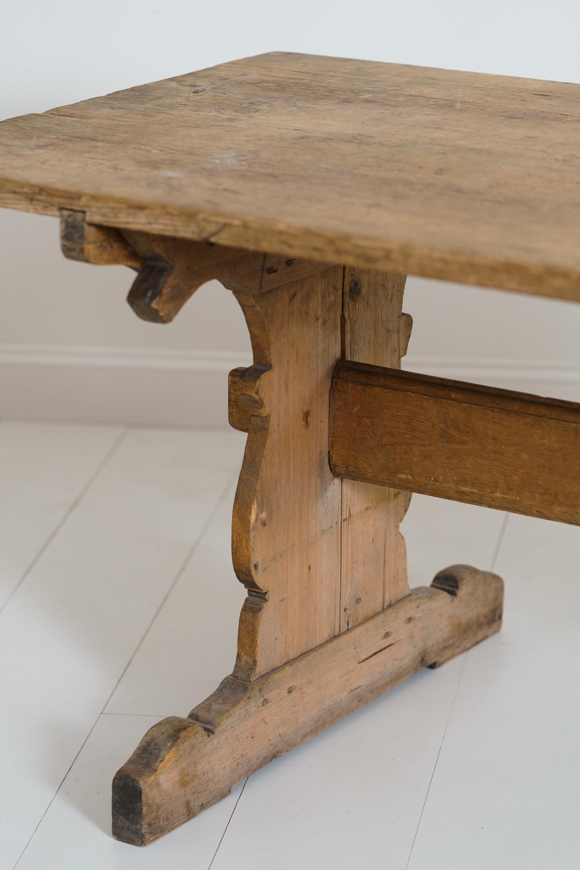 18th Century Swedish Gustavian Period Trestle Table In Good Condition In Wichita, KS