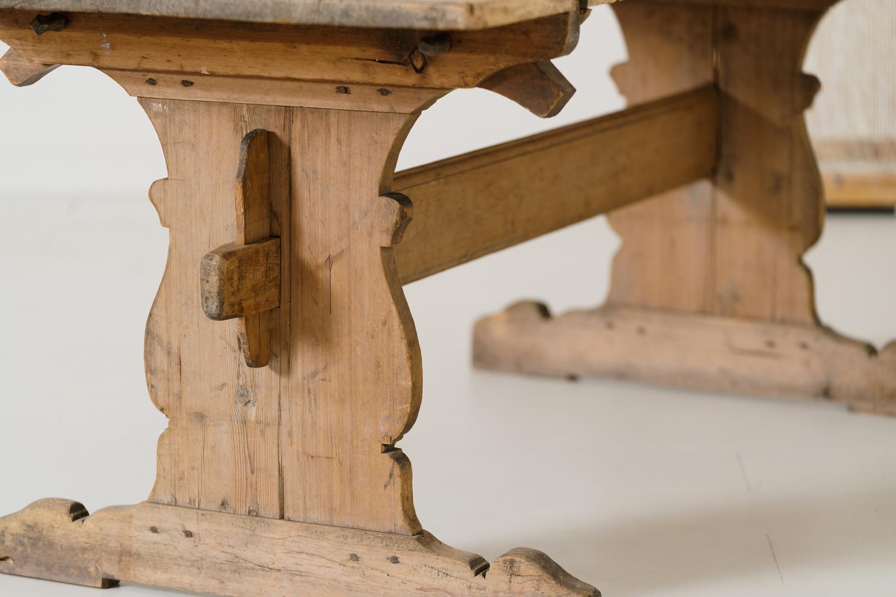 Wood 18th Century Swedish Gustavian Period Trestle Table