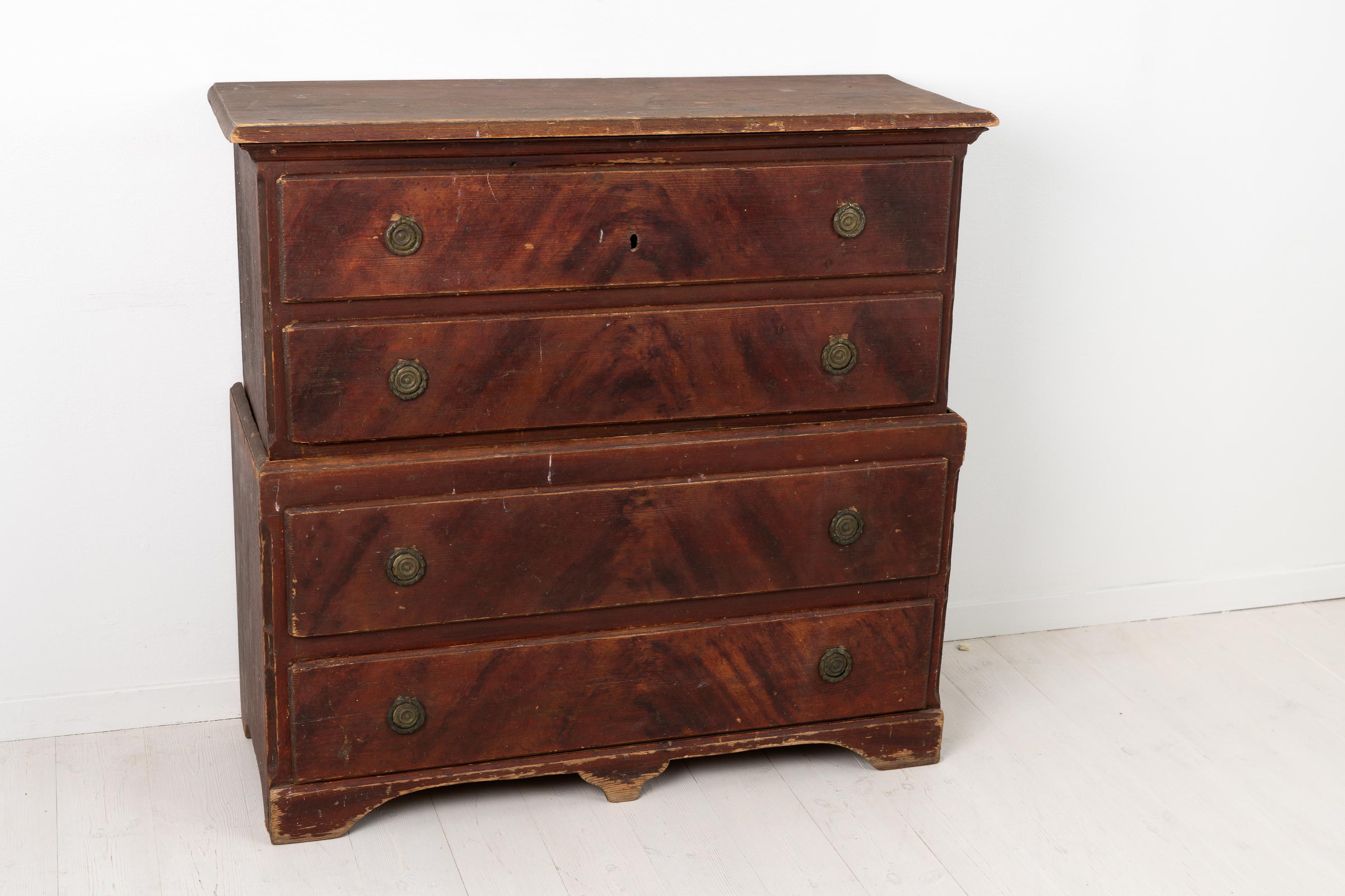 18th Century Swedish Gustavian Pine Chest on Chest 5