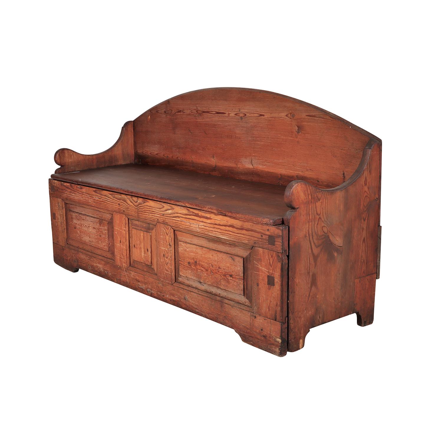 Gustavien Banc d'entrée gustavien suédois en pin du 18ème siècle - canapé scandinave ancien en bois en vente