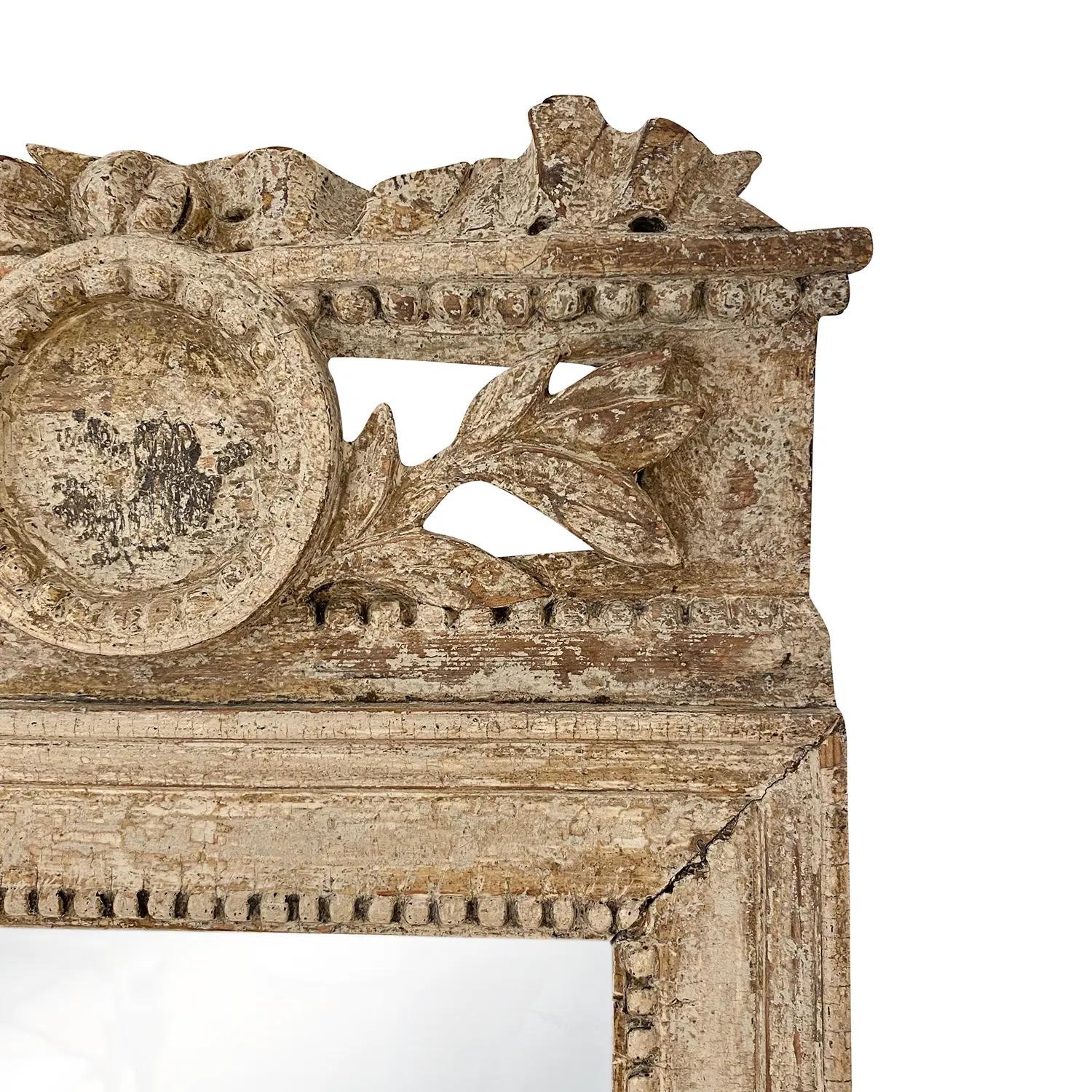 18th Century Swedish Gustavian Pinewood Wall Glass Mirror, Scandinavian Décor In Good Condition For Sale In West Palm Beach, FL