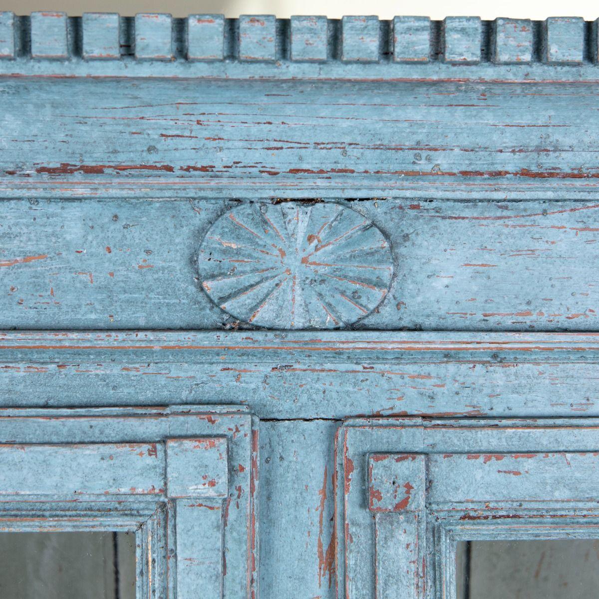 18th Century Swedish Gustavian Secretary in Blue Painted Pine For Sale 15