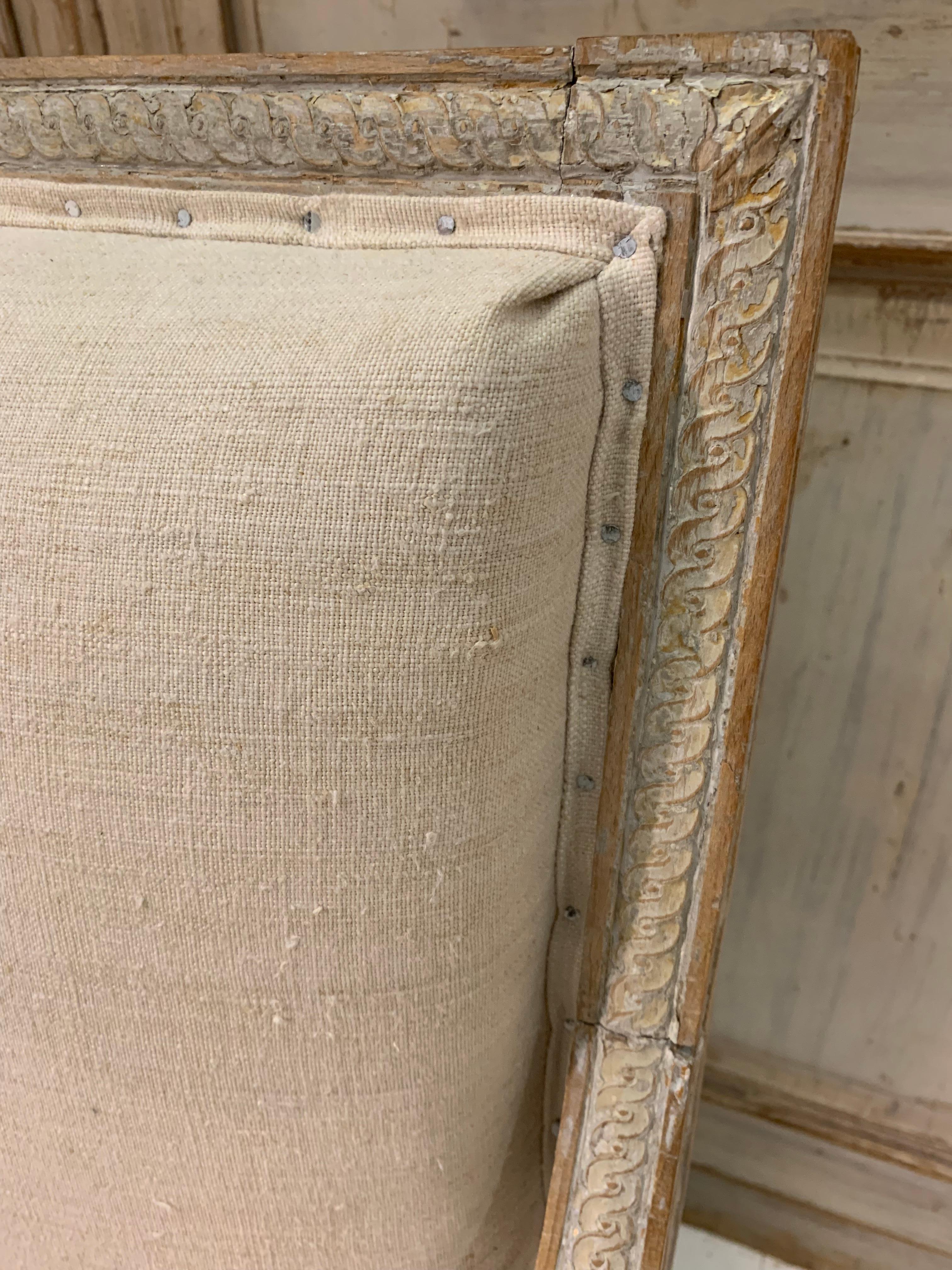 Late 18th Century 18th Century Swedish Gustavian Sofa Original Paint in Vintage French Linen For Sale