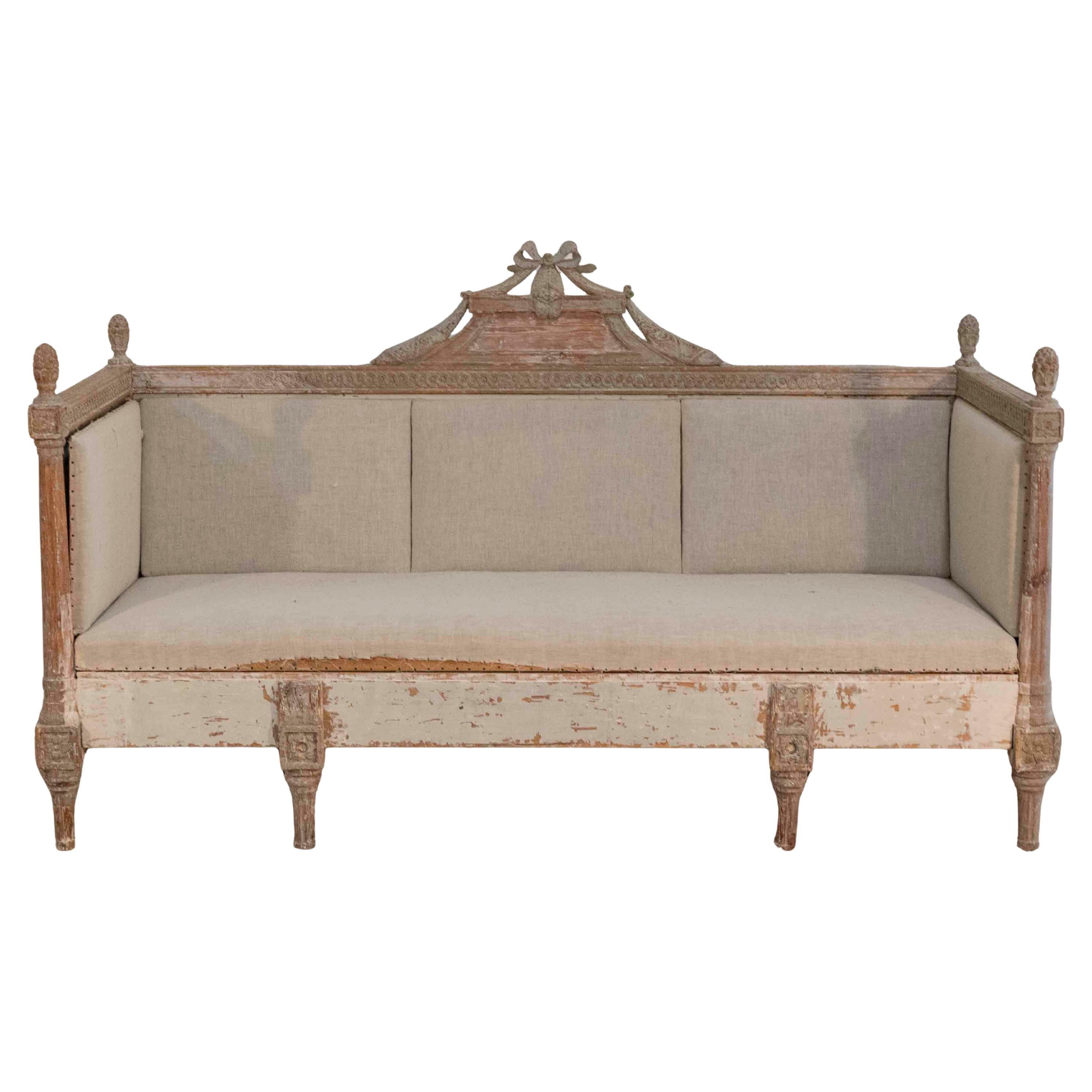 18th-Century Swedish Gustavian Sofa with Original Scraped Paint, Circa 1780
