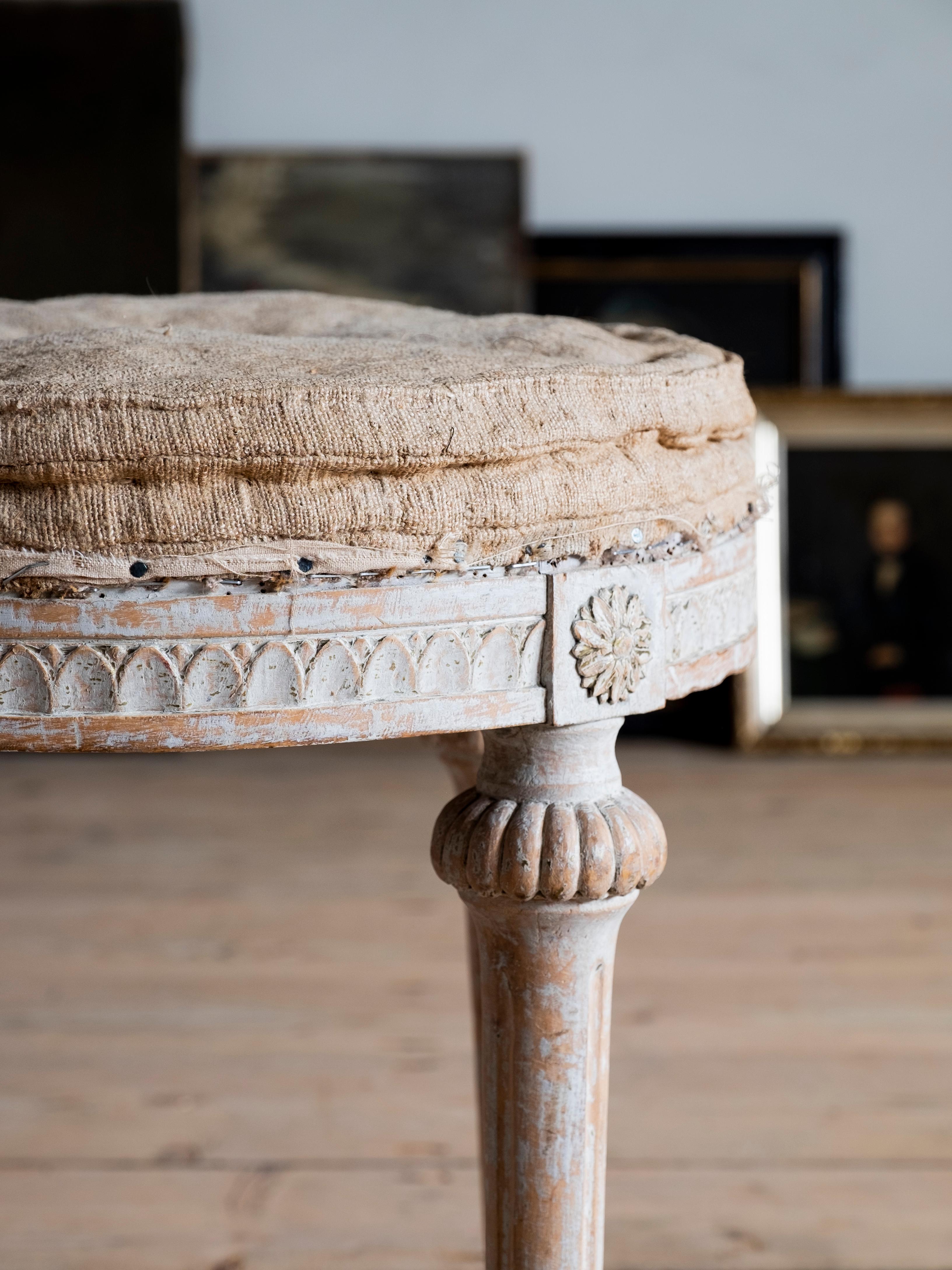 Hand-Carved 18th Century Swedish Gustavian Stools