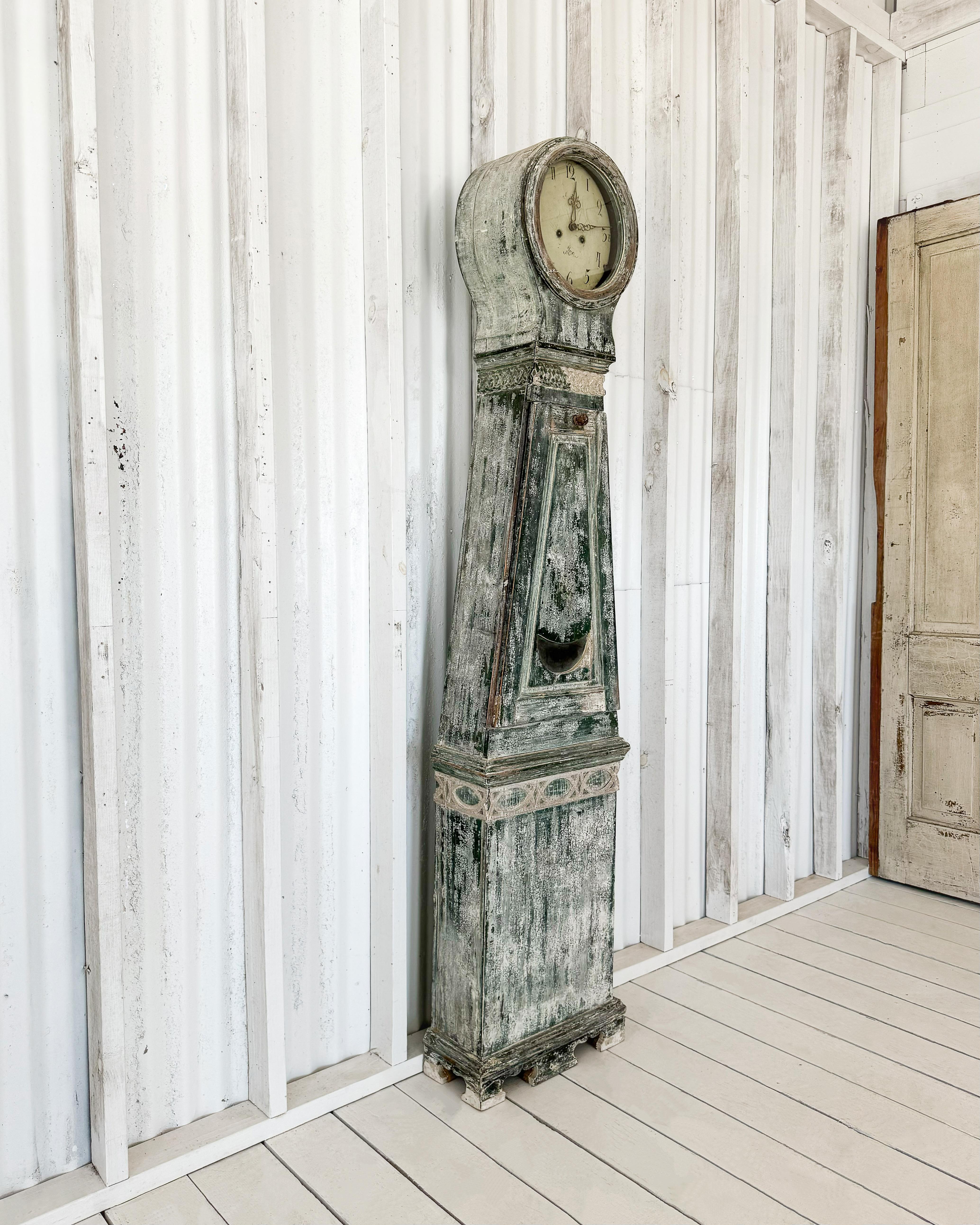 Iron 18th Century Swedish Gustavian Tall Case Closk For Sale