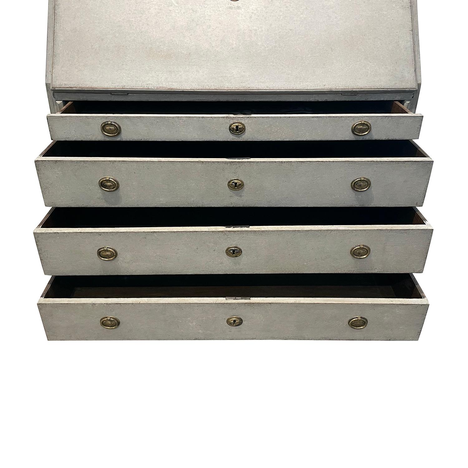 18th Century Swedish Gustavian Three Part Pine Bureau, Scandinavian Secretaire 15