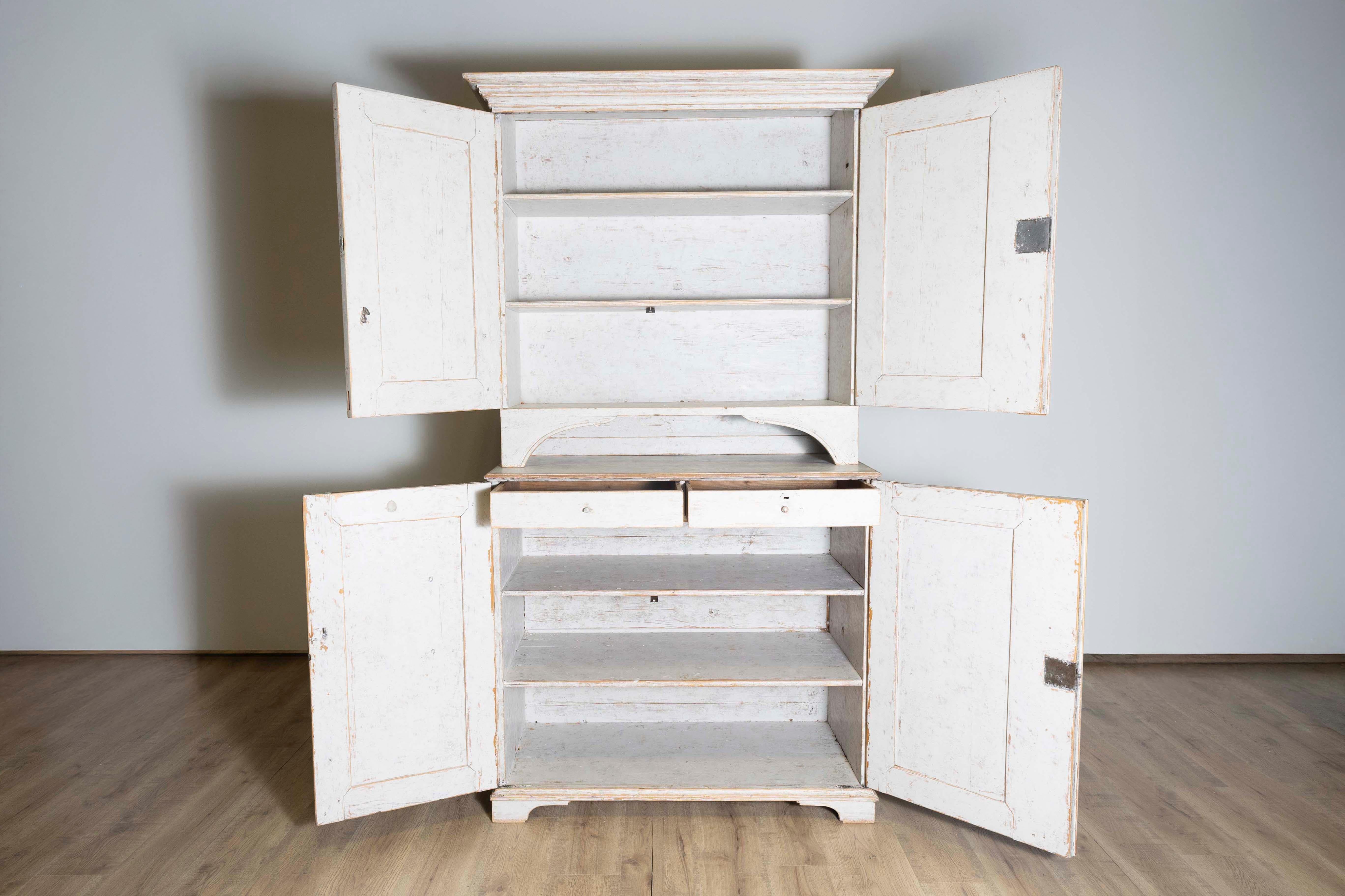 18th Century Swedish Gustavian Two-part Cabinet Circa 1790 In Good Condition For Sale In Atlanta, GA