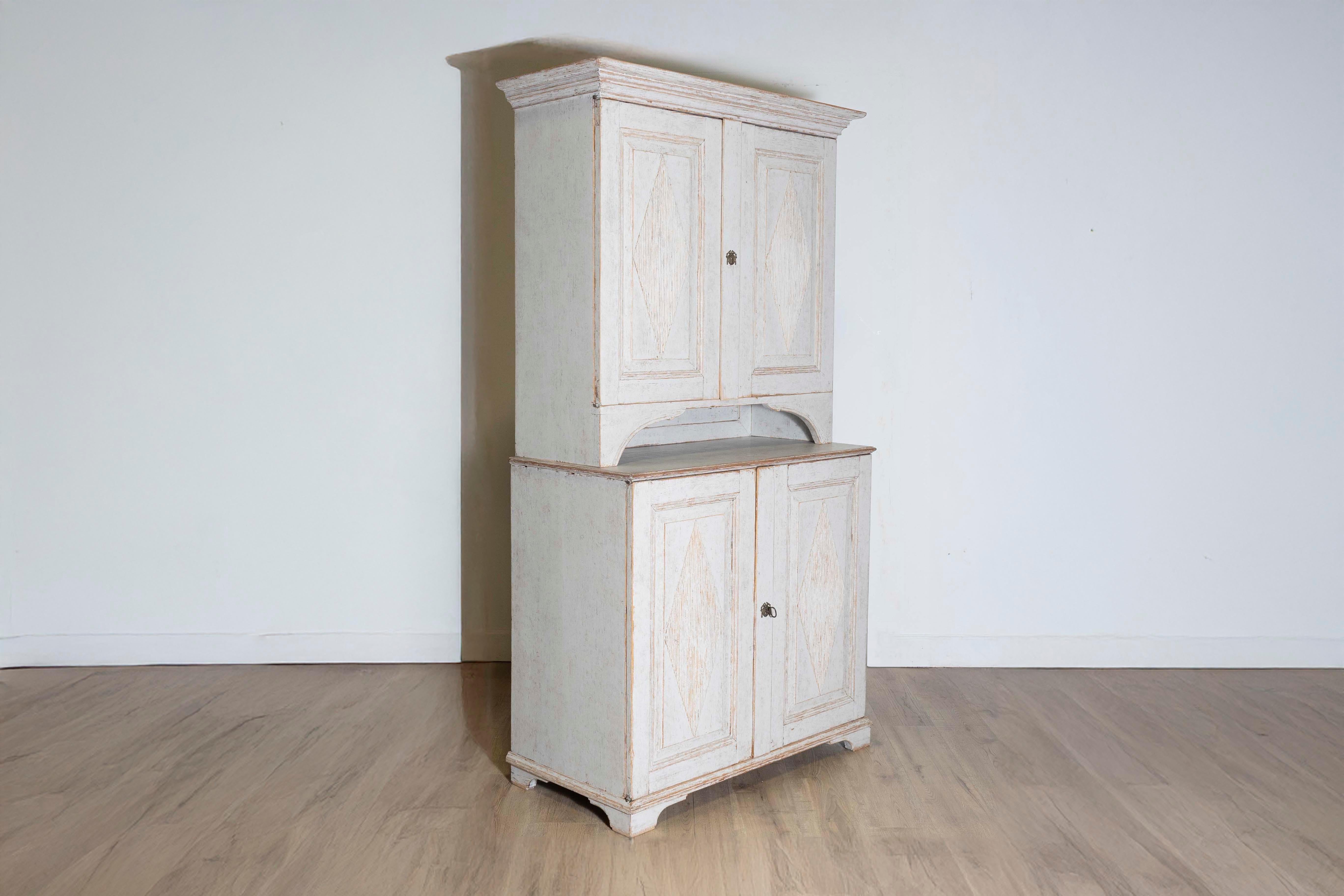 18th Century and Earlier 18th Century Swedish Gustavian Two-part Cabinet Circa 1790 For Sale