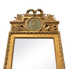 18th Century Swedish Gustavian Gilded Wood Wall Glass Mirror, Antique Wall Décor