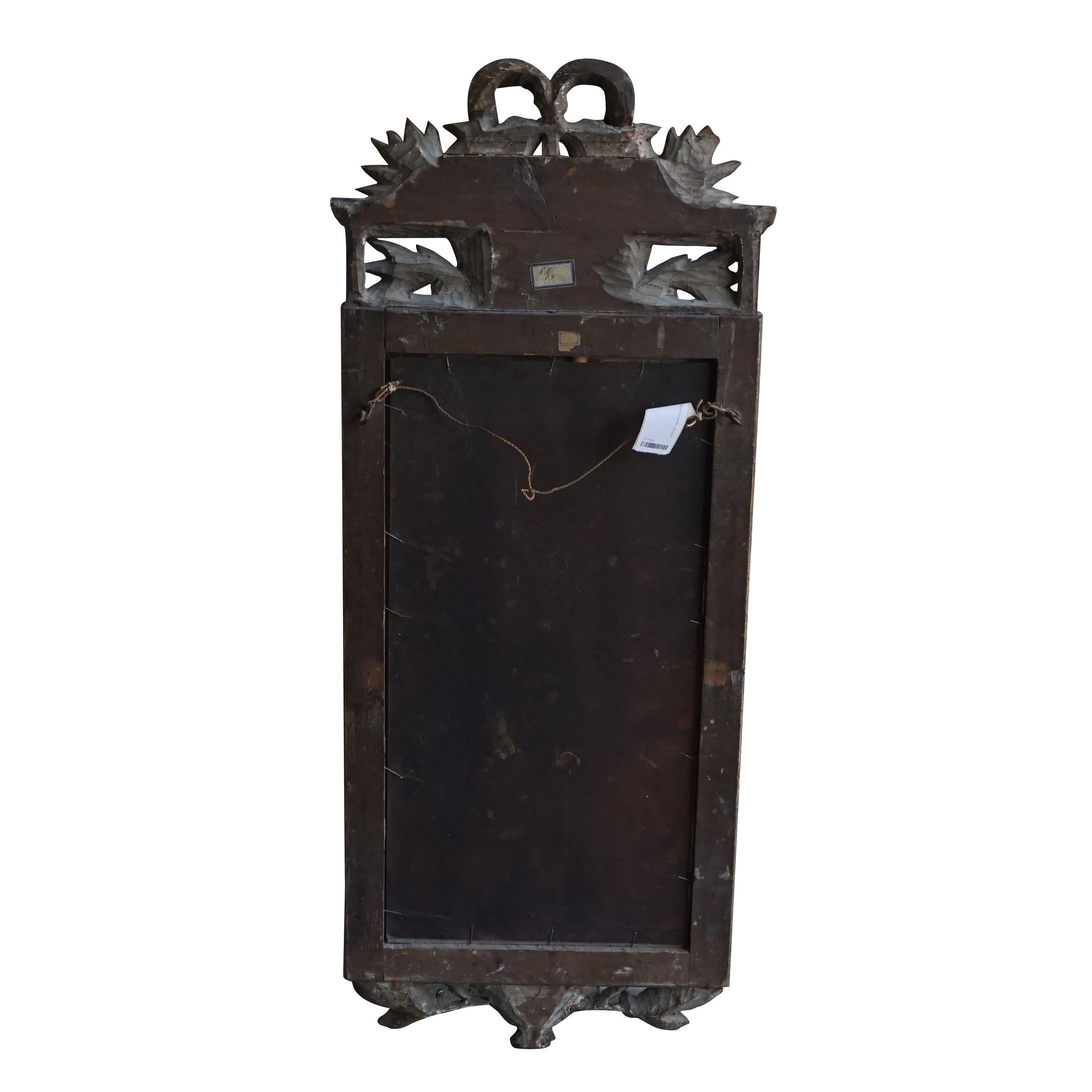 18th Century Swedish Gustavian Gilded Wood Wall Glass Mirror, Antique Wall Décor For Sale 1
