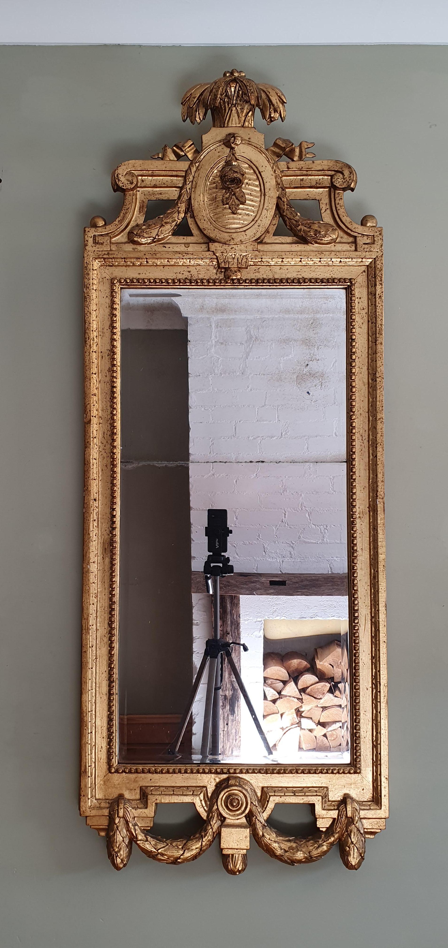 Late 18th Century 18th Century Swedish Gustavian Wall Mirror For Sale