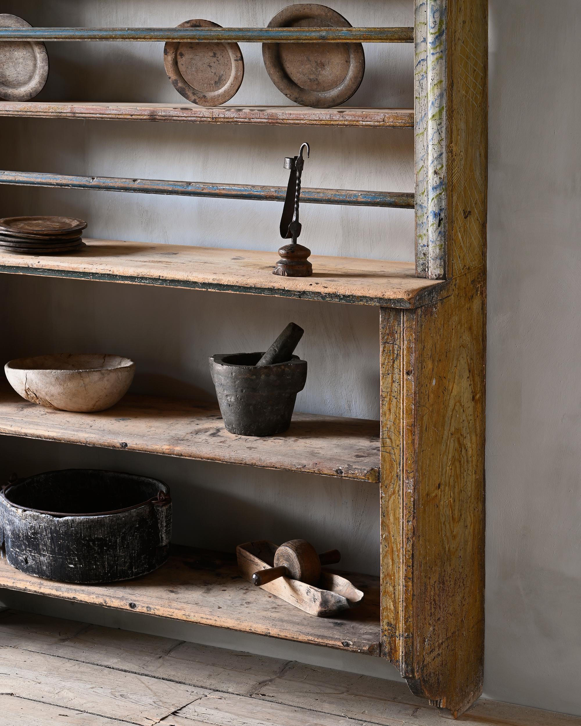 Hand-Crafted 18th Century Swedish Gustavian Wall Plate Rack For Sale