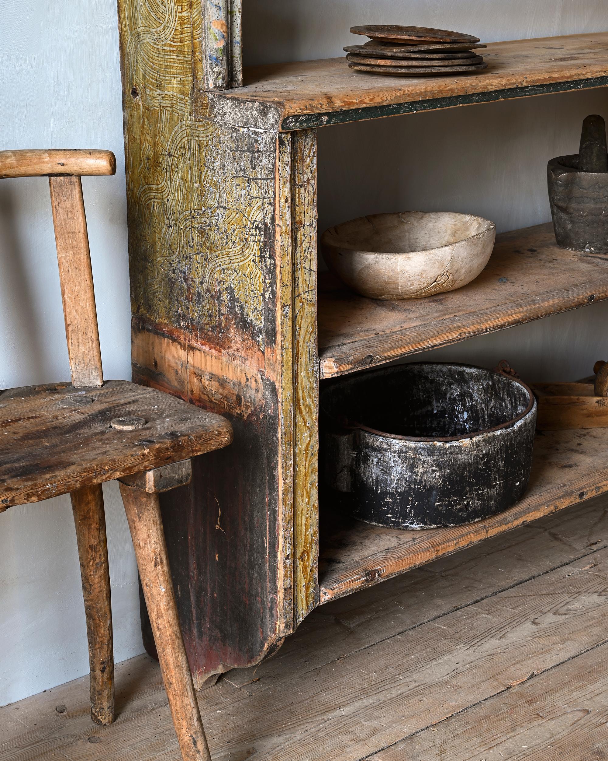 Pine 18th Century Swedish Gustavian Wall Plate Rack For Sale