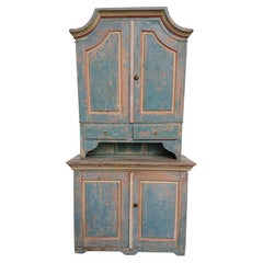 18th Century Swedish Late Baroque Cabinet with Original Paint Northern Sweden