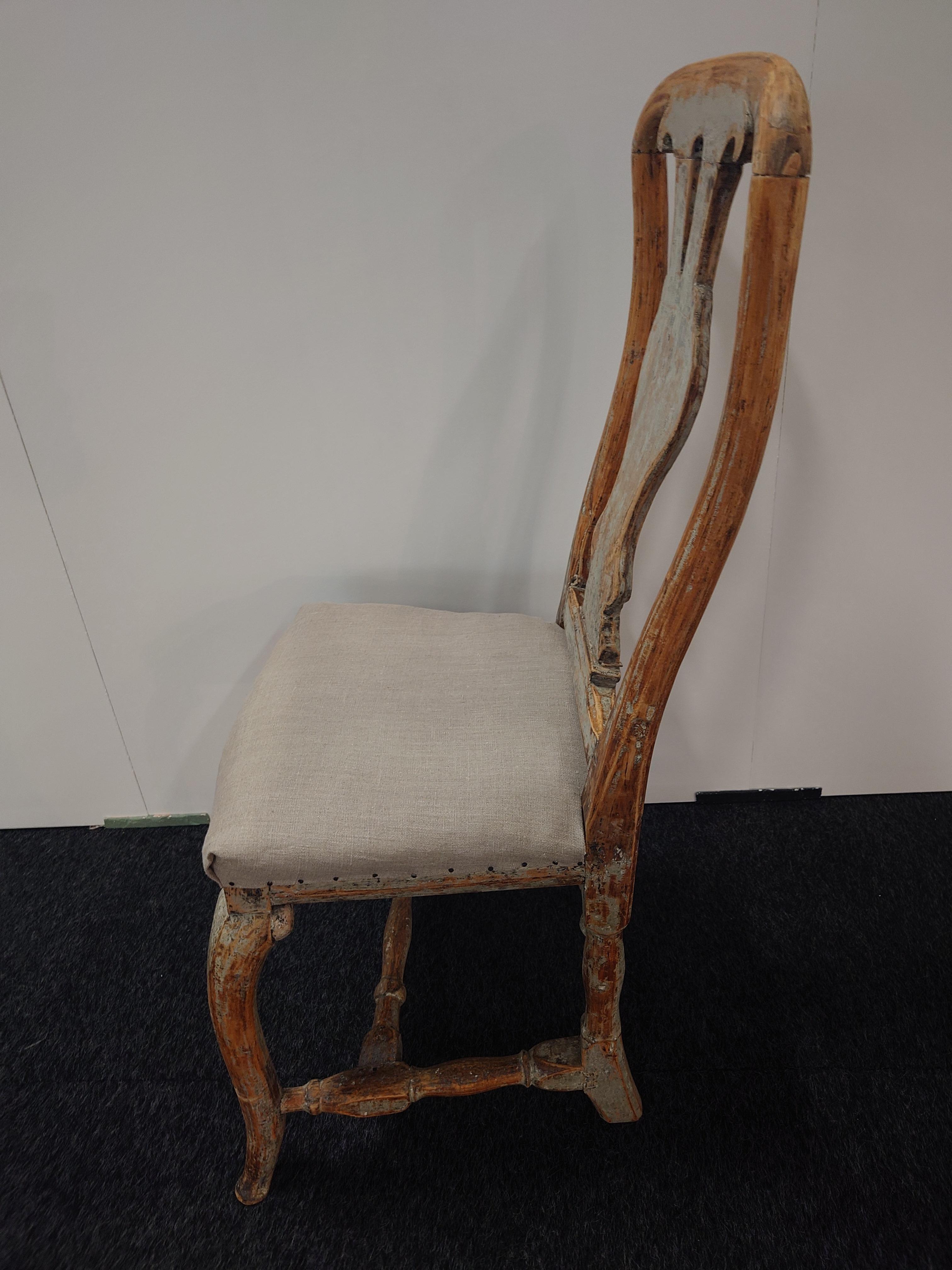 Hand-Carved 18th Century Swedish Late Baroque Chair Umeå, Northern Sweden For Sale