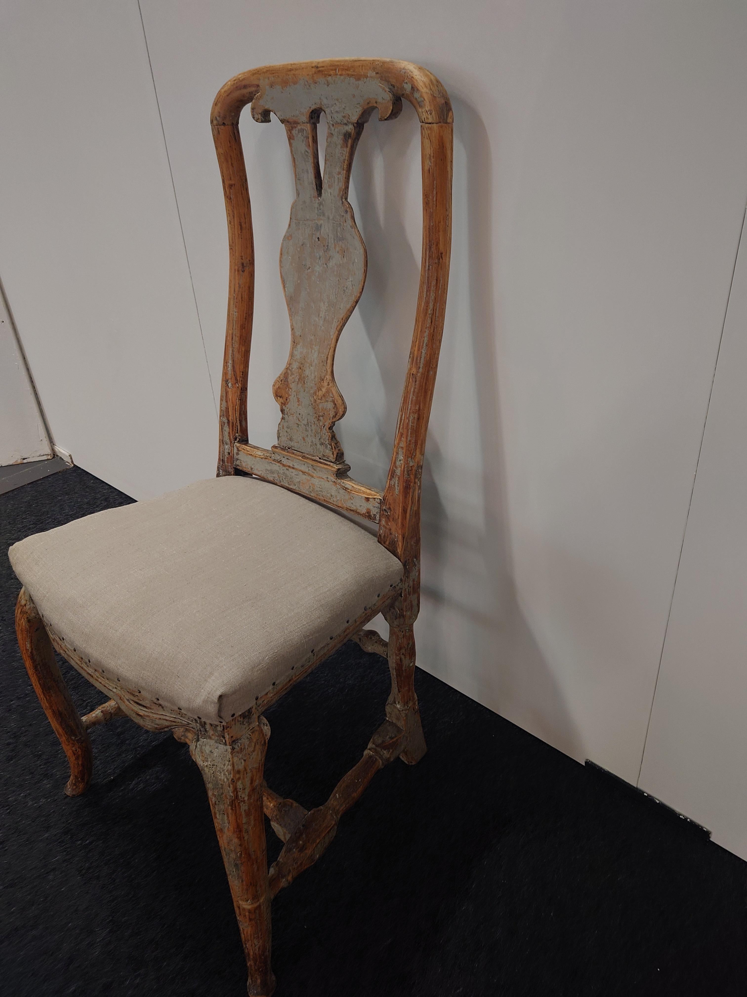 18th Century Swedish Late Baroque Chair Umeå, Northern Sweden In Good Condition For Sale In Boden, SE