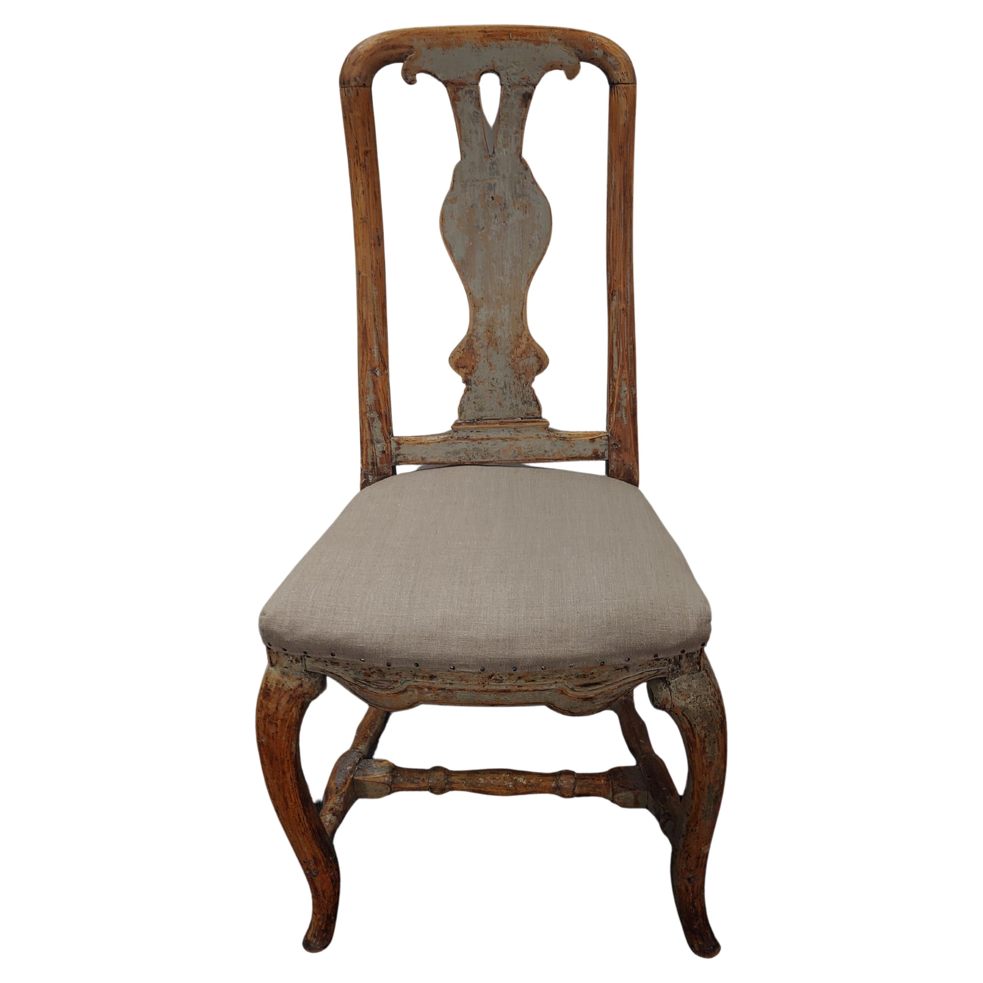 18th Century Swedish Late Baroque Chair Umeå, Northern Sweden For Sale