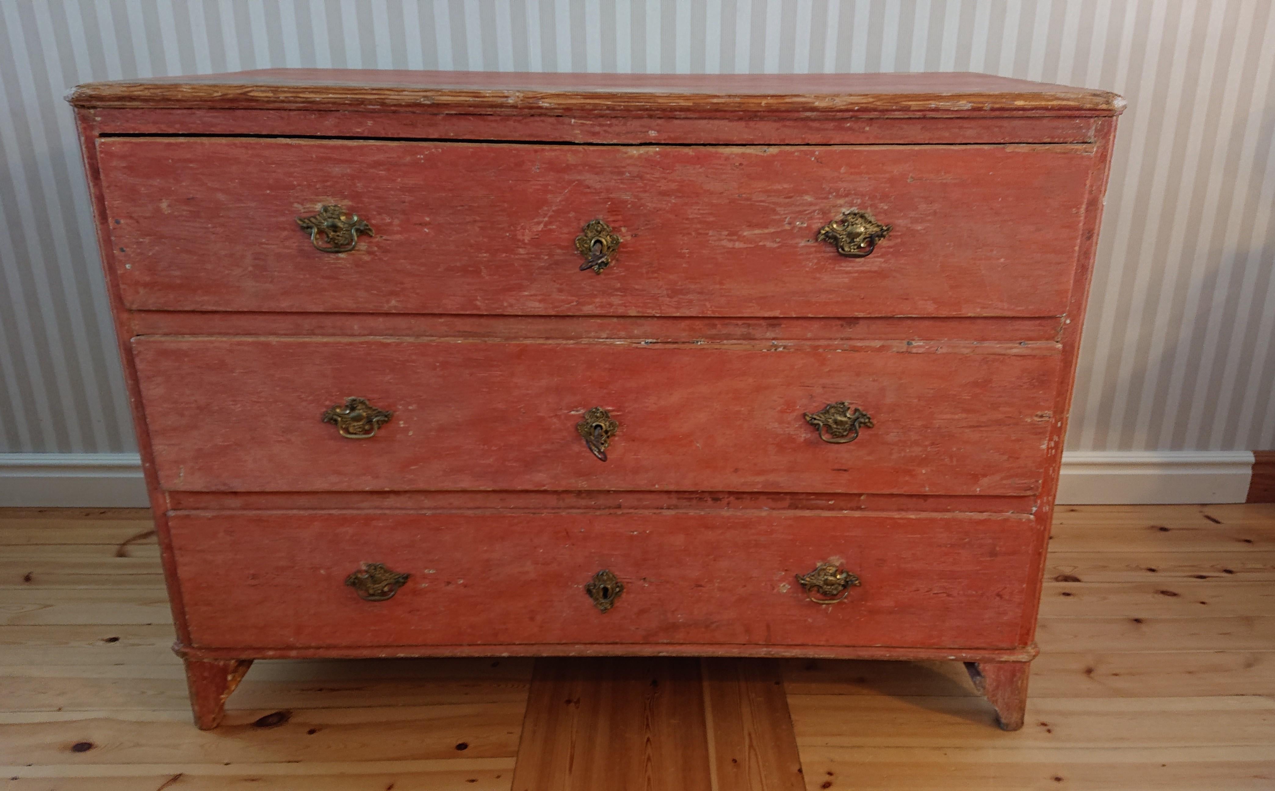 18th Century Swedish Late Baroque Chest of Drawers with Originalpaint For Sale 9