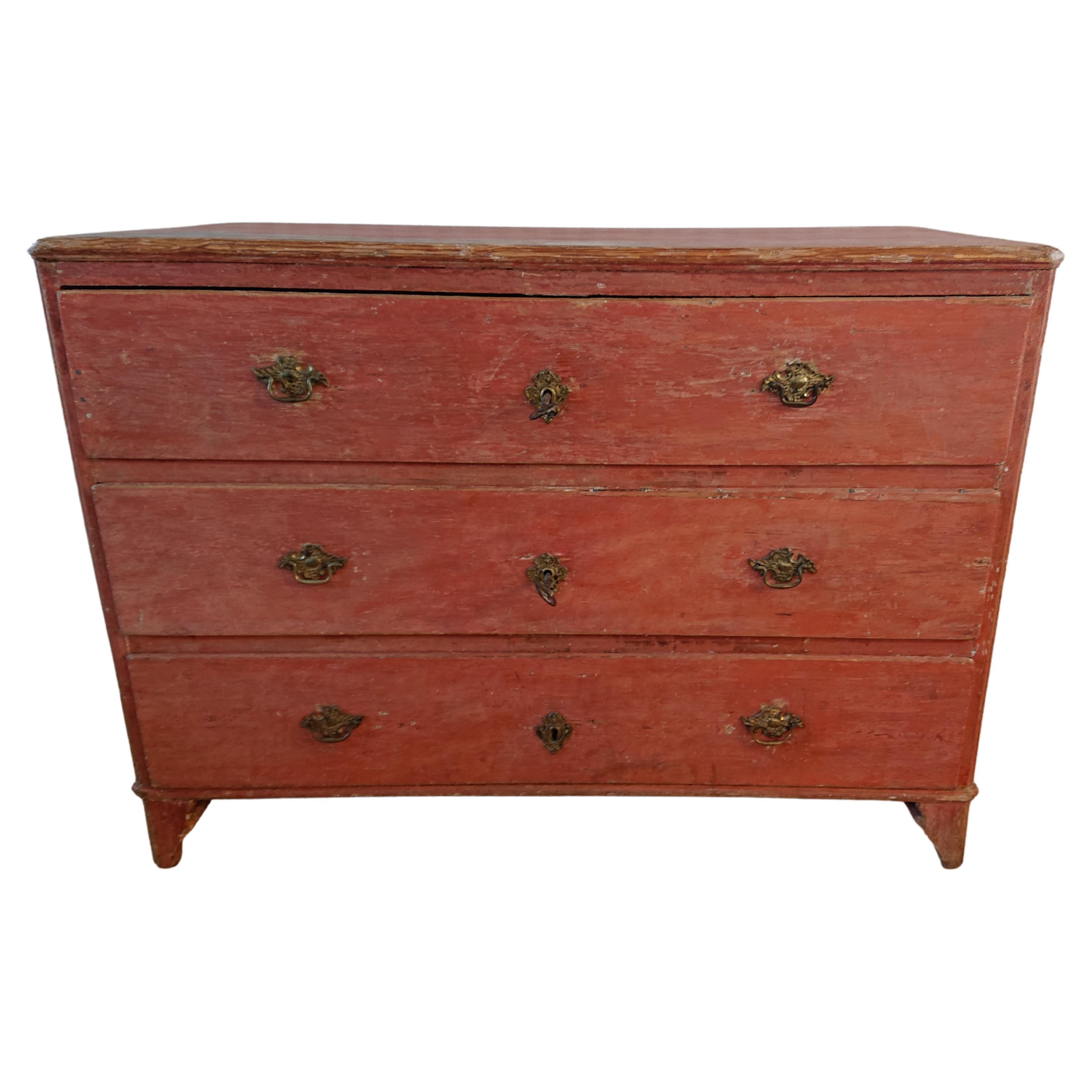 18th Century Swedish Late Baroque Chest of Drawers with Originalpaint For Sale
