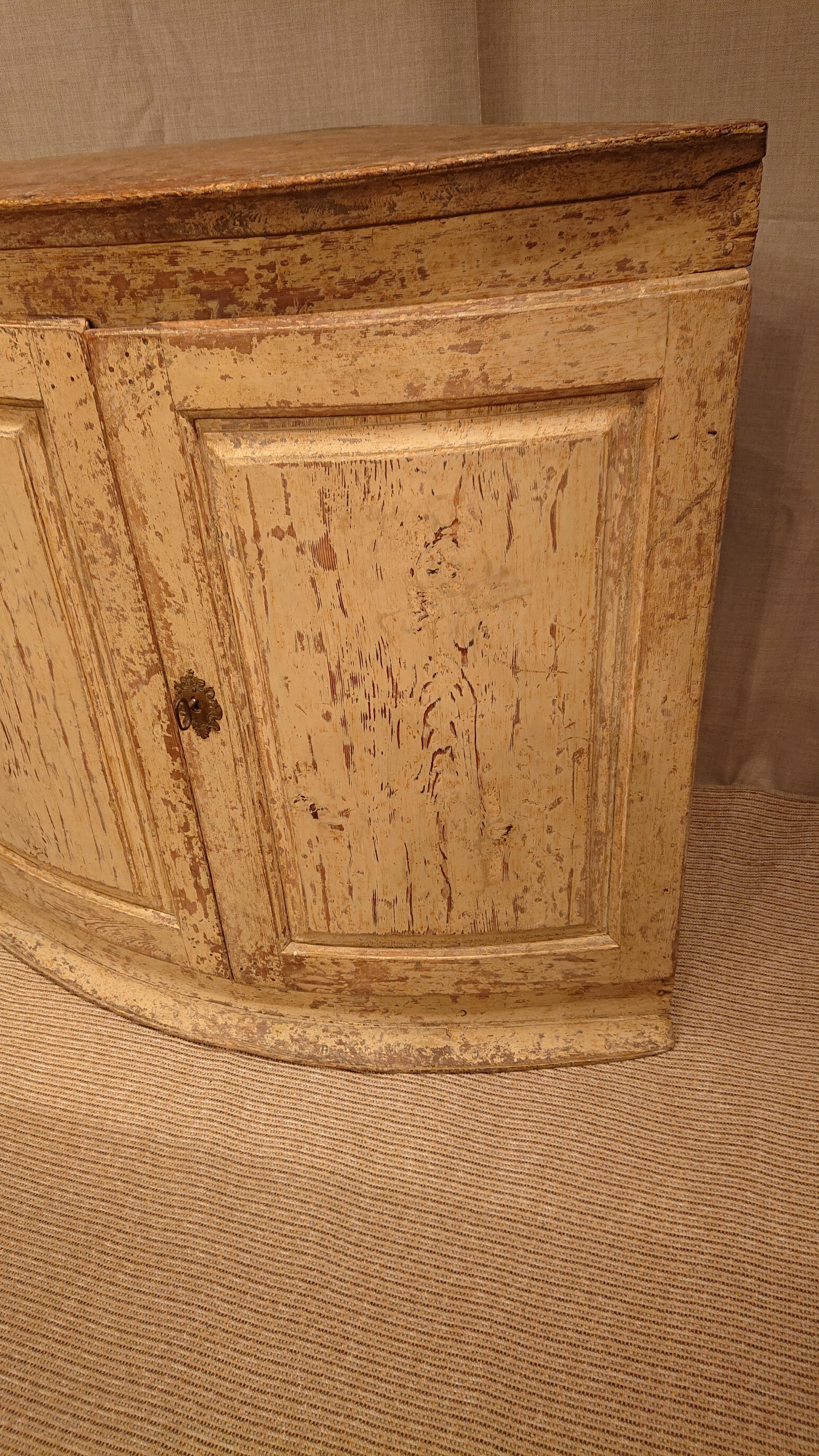 Pine 18th Century Swedish Late Baroque Corner Cabinet with Original Paint For Sale