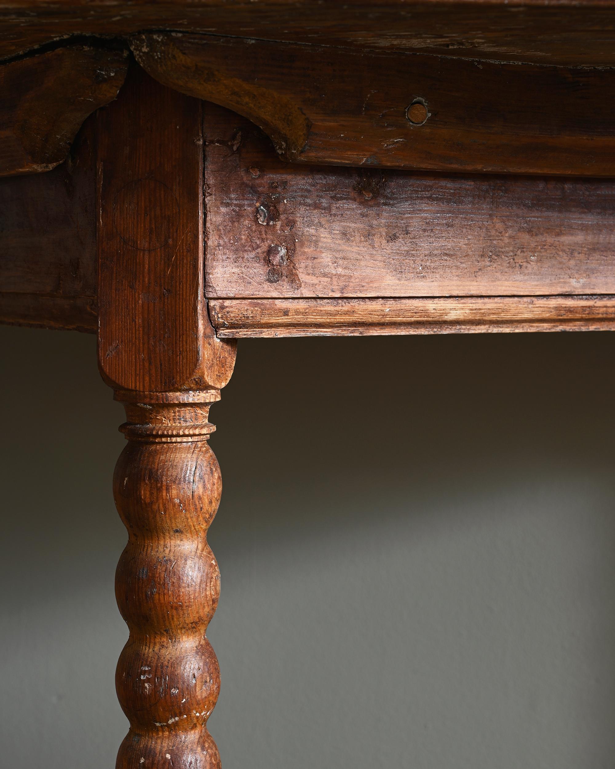 18th Century and Earlier 18th Century Swedish Late Baroque Demi-Lune Console Table