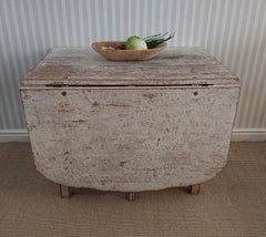 Mesa de hojas abatibles sueca del barroco tardío del siglo XVIII con pintura original