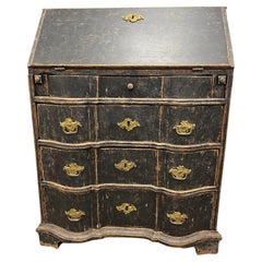 Antique 18th Century Swedish Rococo Slant Front Corner Desk