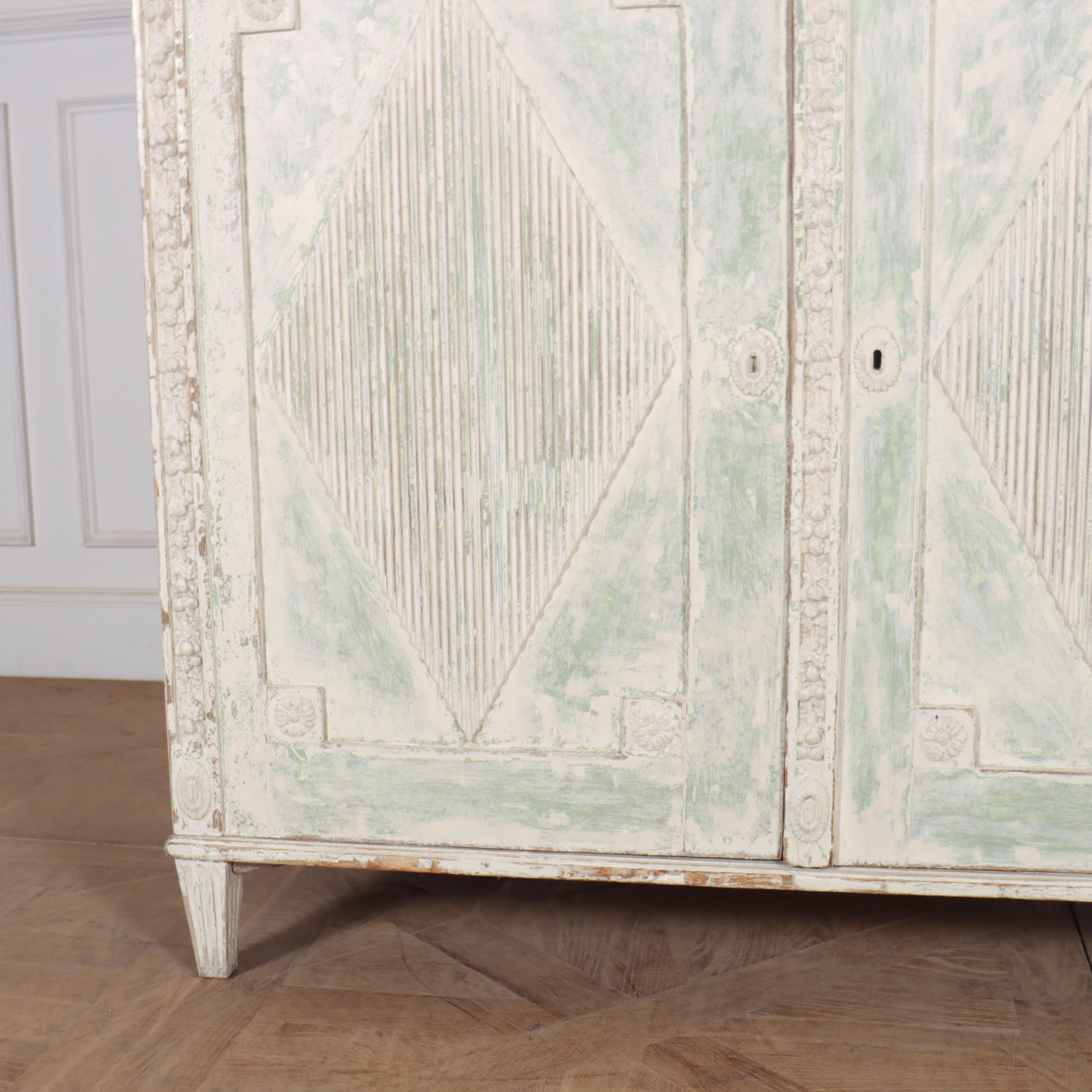 Painted 18th Century Swedish Linen Cupboard For Sale