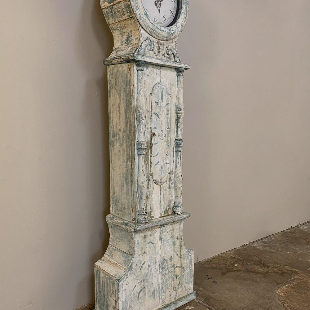 Hand-Painted 18th Century Swedish Long Case Mora Clock