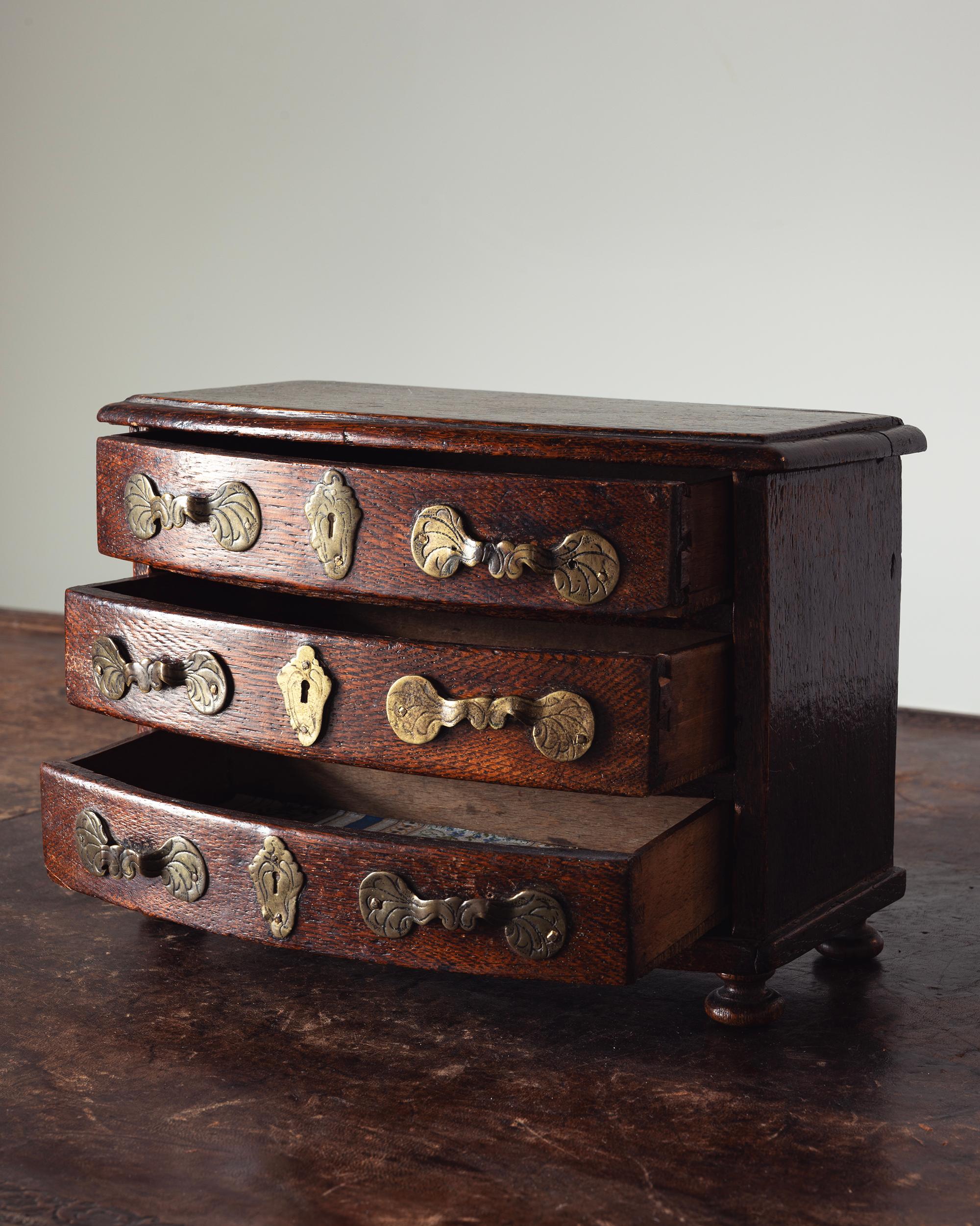 18th Century and Earlier 18th Century Swedish Miniature Baroque Chest of Drawers For Sale