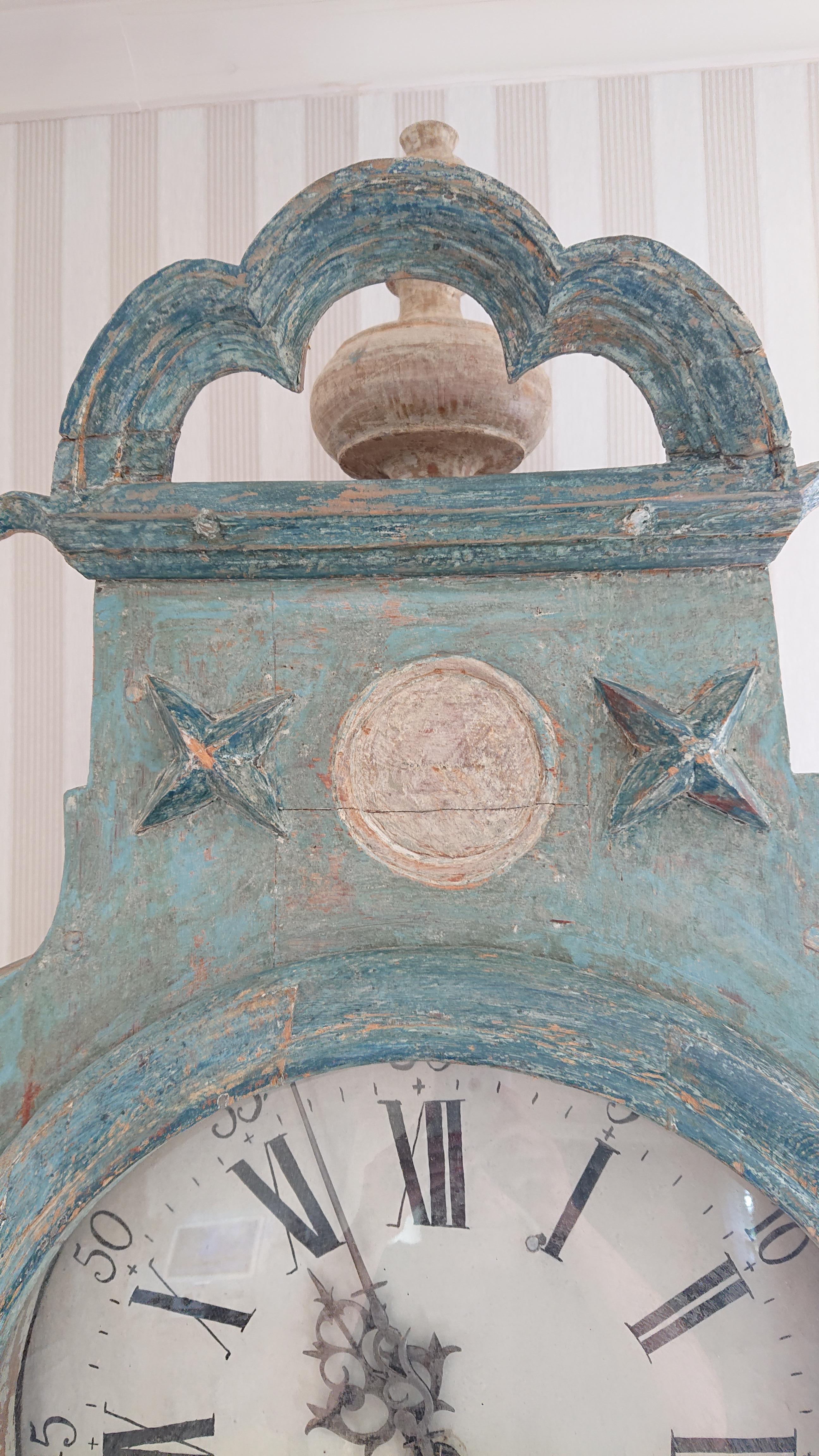 Rococo 18th Century Swedish  Antique Mora Clock Long Case Clock Grand Father Clock