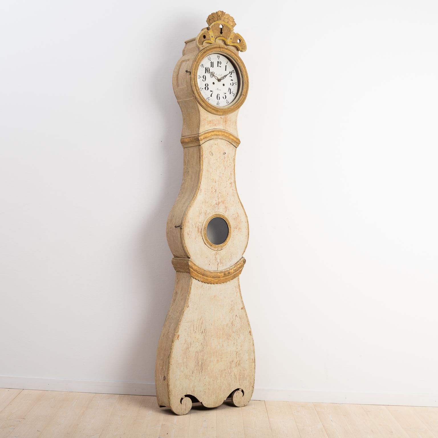 Hand-Painted 18th Century Swedish Mora Clock with Original Paint