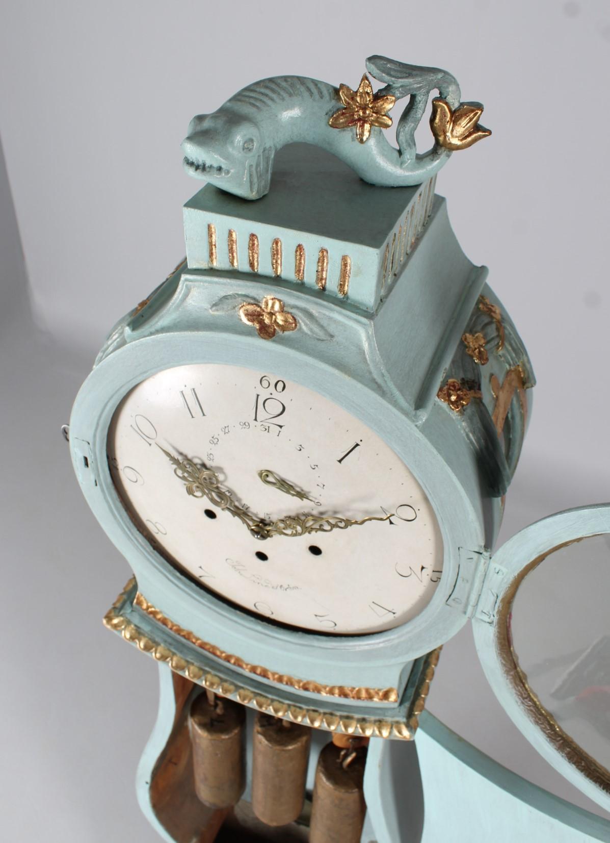 Painted 18th Century Swedish Mora Longcase Clock, Joh. Lindström, circa 1780