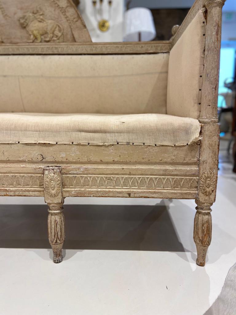 Upholstery 18th Century Swedish Neoclassical Bench For Sale