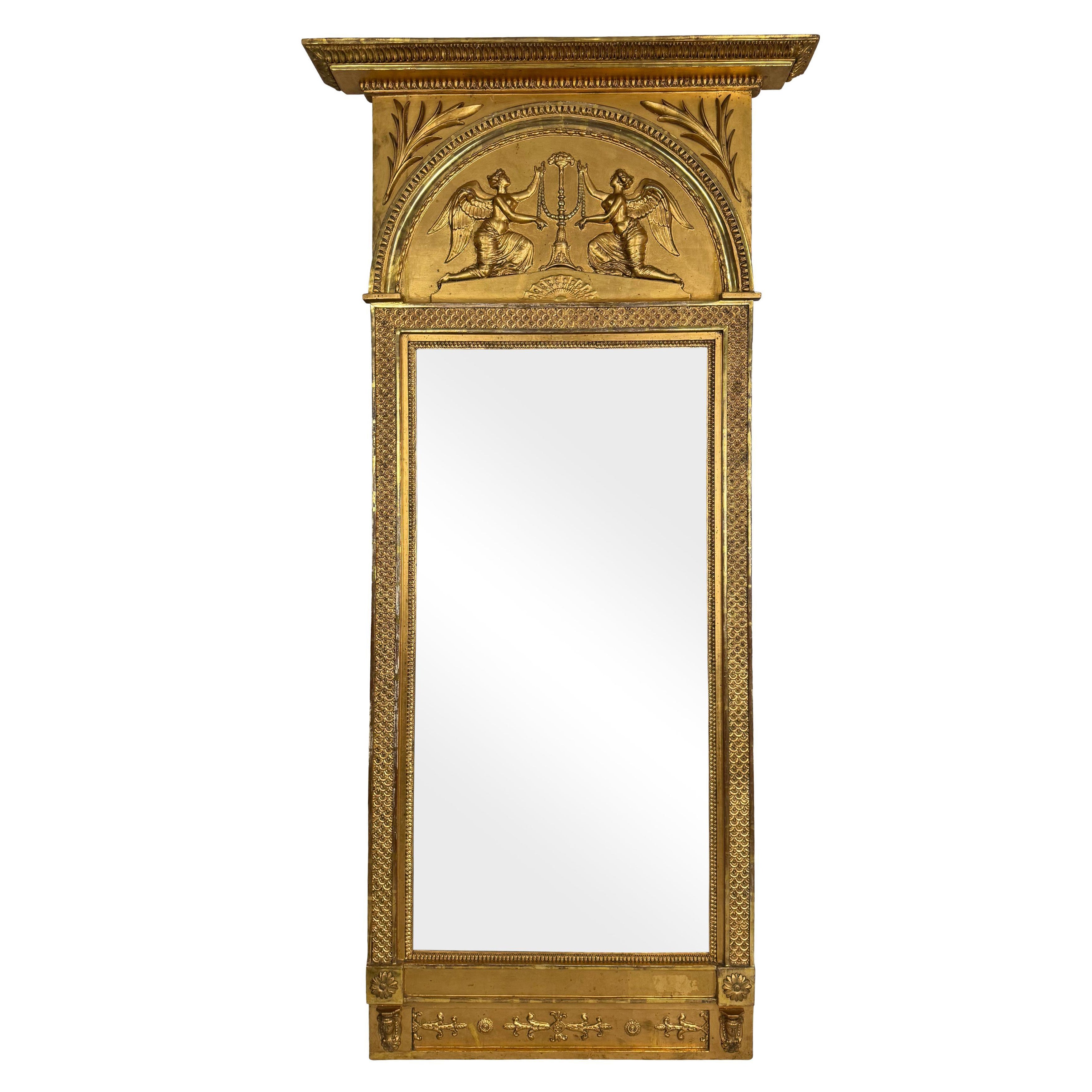 18th Century Swedish Neoclassical Gilt Pier Mirror im Angebot