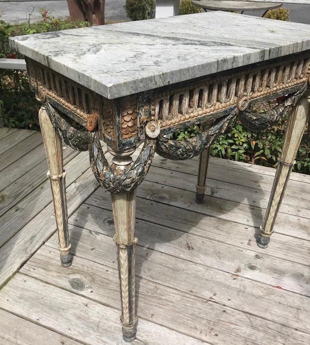 18th Century Swedish Neoclassical Painted Console with Marble Top In Good Condition In Charleston, SC