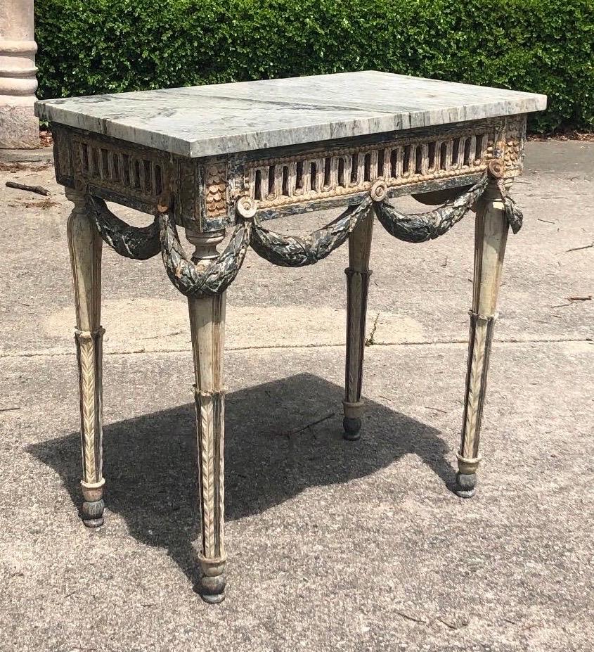 18th Century Swedish Neoclassical Painted Console with Marble Top 2