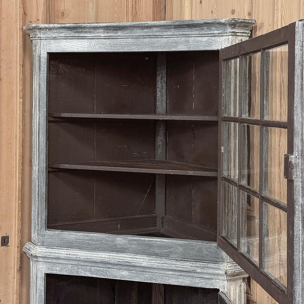 18th Century Swedish Neoclassical Painted Corner Vitrine ~ Curio Cabinet For Sale 7