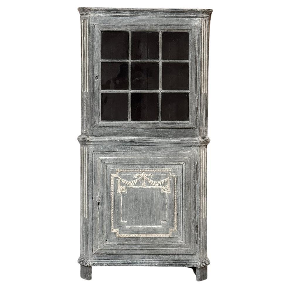 18th Century Swedish Neoclassical Painted Corner Vitrine ~ Curio Cabinet For Sale