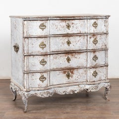 18th Century Swedish Oak Large White Chest of Four Drawers