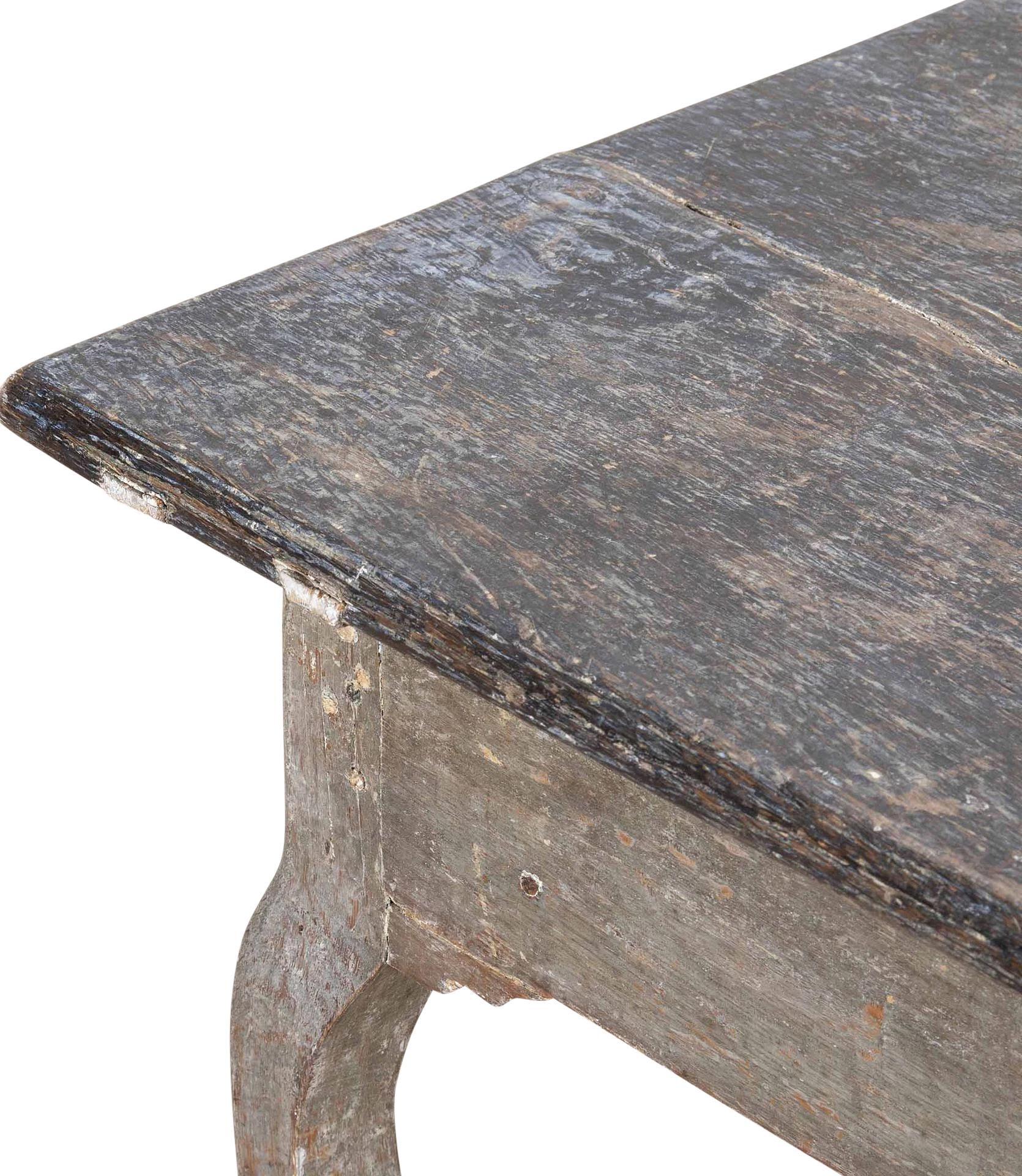 Mesa de juegos rococó de época pintada original sueca del siglo XVIII en venta 3