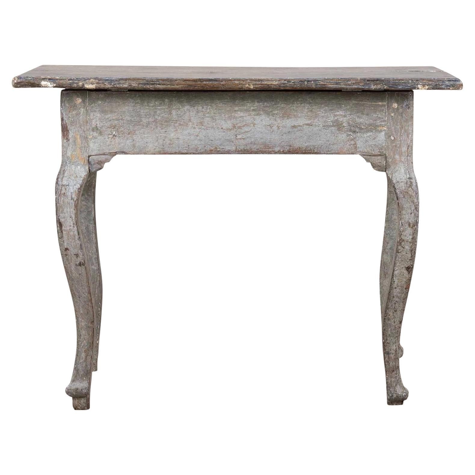 Mesa de juegos rococó de época pintada original sueca del siglo XVIII en venta