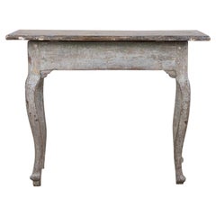 Mesa de juegos rococó de época pintada original sueca del siglo XVIII