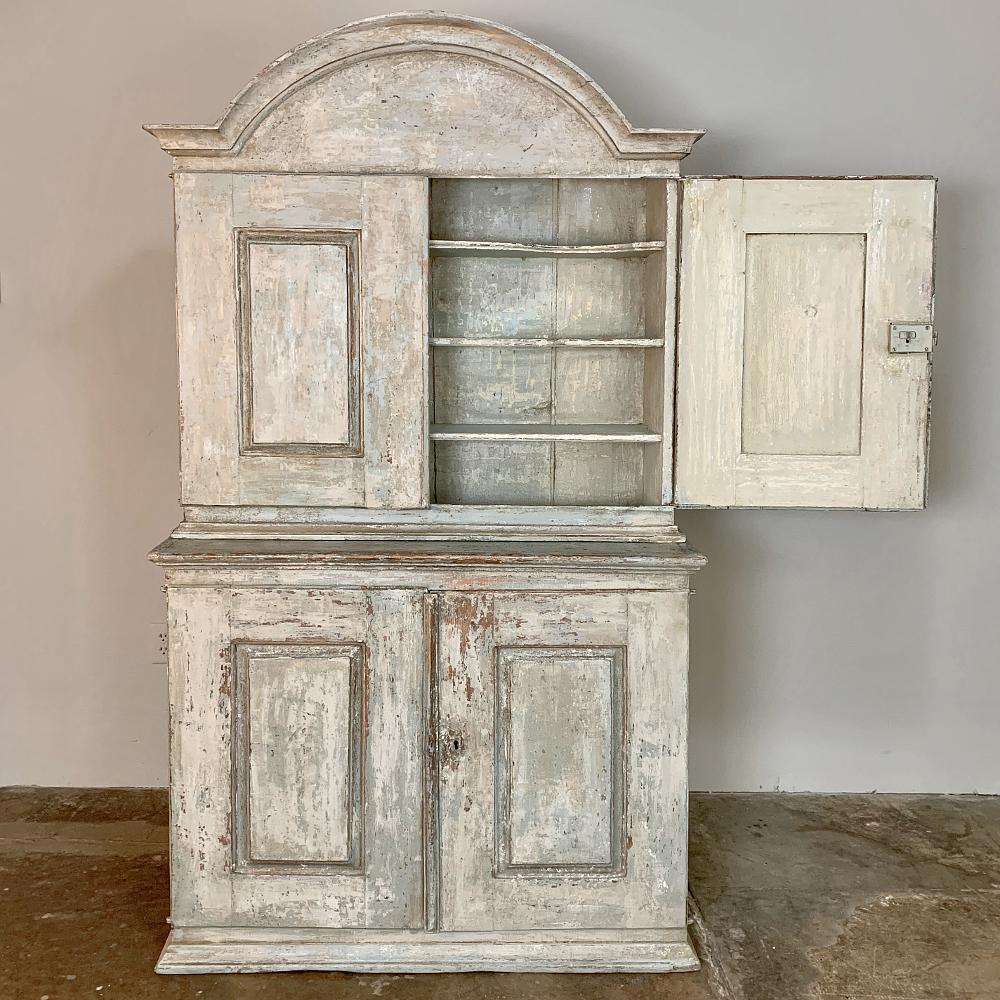 Gustavian 18th Century Swedish Painted Buffet a Deux Corps