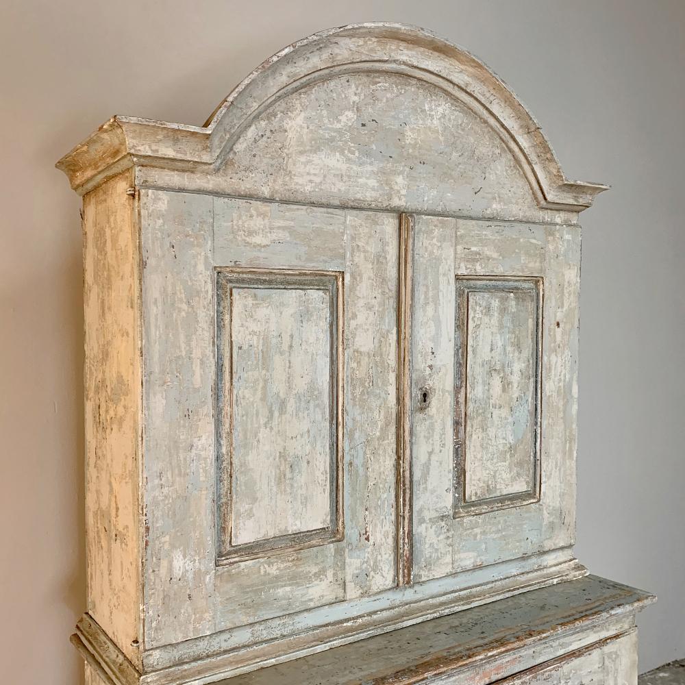 Pine 18th Century Swedish Painted Buffet a Deux Corps